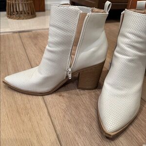 White heeled booties. Western style